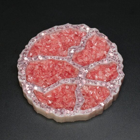 Rose Quartz Geode Agate Coasters – Set of 2 | Wine Coasters | Coffee Coasters - Picture 4 of 5
